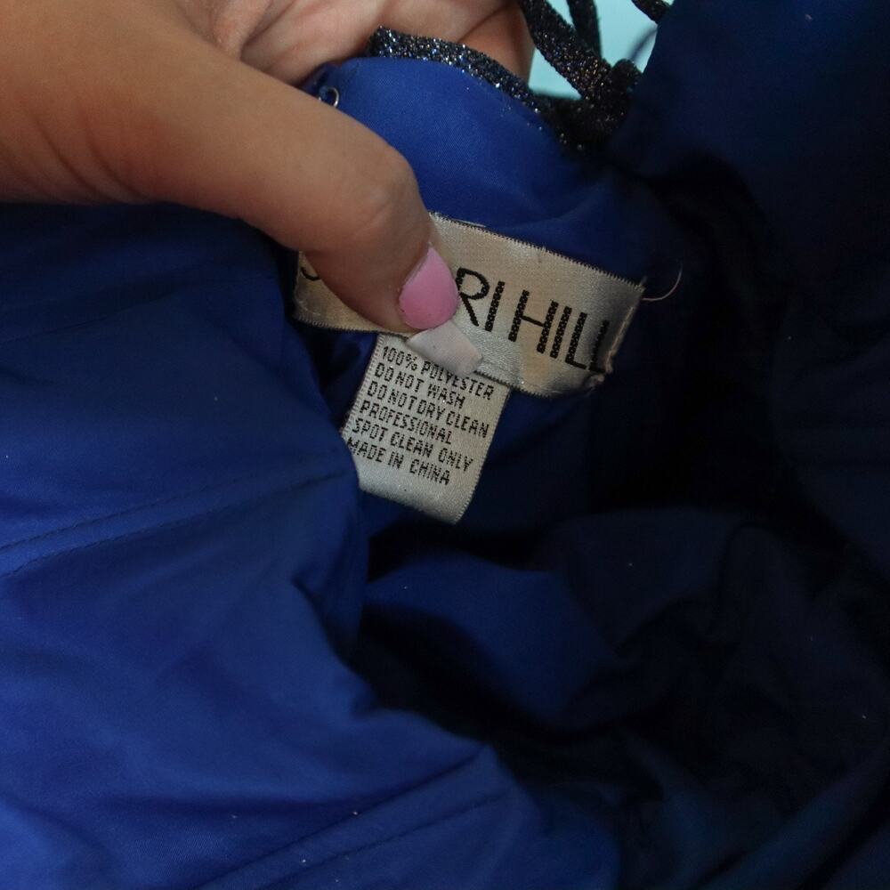 Sherri Hill Blue Shimmer Strapless Ball Gown Size 4 Full Skirt 52959 Princess - Picture 5 of 13